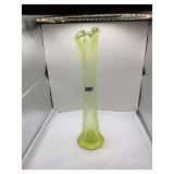 Uranium Glass Vase with Etched Decoration