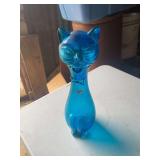 Blue Decorative Cat Glass Bottle with Stopper