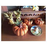Decorative Fall Harvest Theme Candle Holders and Figural Pumpkins