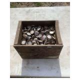 Wooden Box with Budweiser Beer Bottle Caps