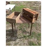 Wooden Table and Two Wooden Crates