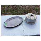 Aluminum Cake Carrier with Oval Serving Tray