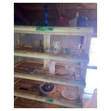 Shelf Contents including Glassware, Ceramics, and Metal