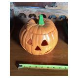 Ceramic Pumpkin Jack O' Lantern Container