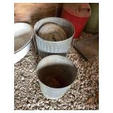Galvanized Metal Buckets and Trash Can Lot