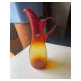 Blown Glass Pitcher - Red and Yellow Ombre