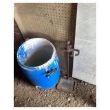 Blue Plastic Drum and Metal Fire Tool Stand