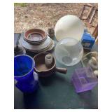 Assorted Household Items Including Glassware, Lighting and Dinnerware