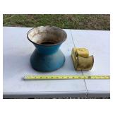 Vintage blue Spittoon vintage matchbox holder