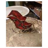 Decorative Metal Sleigh Figure