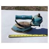 Coleman enameled lite blue gas steam iron
