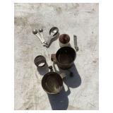 Kitchen Utensils and Tools Including Flour Sifters, Measuring Spoons, and Cookie Cutters