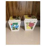 Vintage ceramic Canisters hand painted