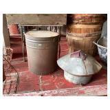 Metal Trash Can and Chimney Cap