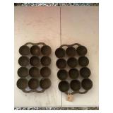 Cast Iron Cookware Muffin Pans, Lot of 2