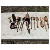 Assorted Wooden Utensils and Kitchen Tools