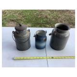 Enamelware Milk Cans, Including Agate Ware Examples