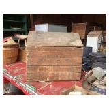 Wooden Bin 26”x16”x23.25” & Suitcase