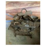 Crescent Cast Iron Miniature Stove with Accessories