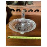Pressed Glass Basket with Deer Scene