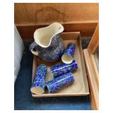 Ceramic Pitcher and Tumbler Set with Floral Decoration