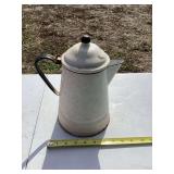 Enameled Metal Coffee Pot with Lid