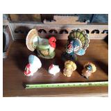 Ceramic Turkey Figurines and Planter