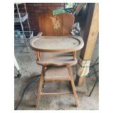 Eshahan Menominee, MI, Wooden High Chair with Fawn Graphic