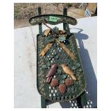 Decorative Metal Sleigh with Bird and Pinecone Motif