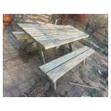 Wood picnic table w/ benches