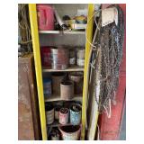 Metal Storage Shelf with Assorted Supplies