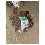 Lot of Two 12-Foot Metal Chains with Hooks