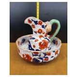 Ironstone China Floral Pitcher and Bowl Set