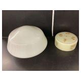 Milk Glass Light Shade and Decorative Box with Lid