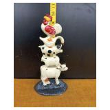 Stacked Animal Cast Metal Statue