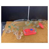 Pyrex Glassware Assortment with Measuring Cups, Bowls, and Baking Dish