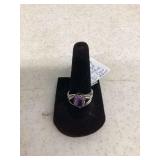 Amethyst Ring Size 8 Marked 990 Pure Silver TT-12 & logo inside