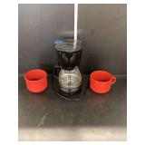 Coffee Maker and 2 Cups