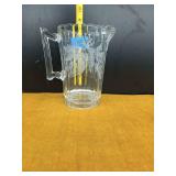 Pressed Glass Pitcher with Botanical Design