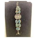 925 Bracelet featuring Rainbow Calsilica Gemstones