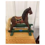 Painted Wooden Rocking Horse Figure