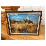 Framed Pheasant Scene Wall Clock