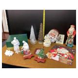 Assorted Christmas Decor Lot including Lenox Nativity, Tom Herold Santa