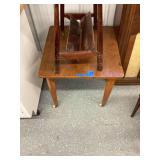 Wood Lamp Table with Magazine Rack