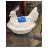 Milk Glass Hen On Nest