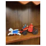 Cast iron Horses and Fire Truck