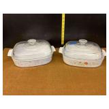Corning Ware Casserole Dishes with Lids, Floral Design