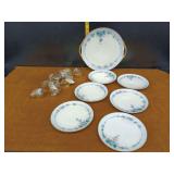 Porcelain Serving Platter, Plates, and Napkin Holders