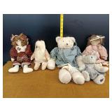 Group of Cloth Dolls and Stuffed Animals