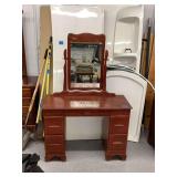 Wooden Vanity Desk with Mirror